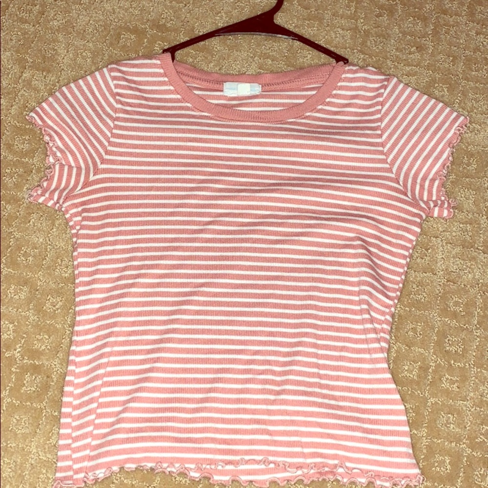 pink and white striped shirt
